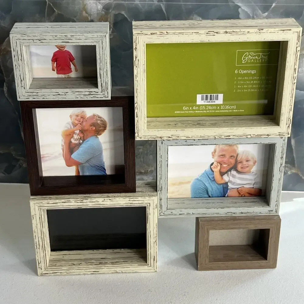 Green Tree Gallery Photo Frame Set 6 Openings Distressed Rustic